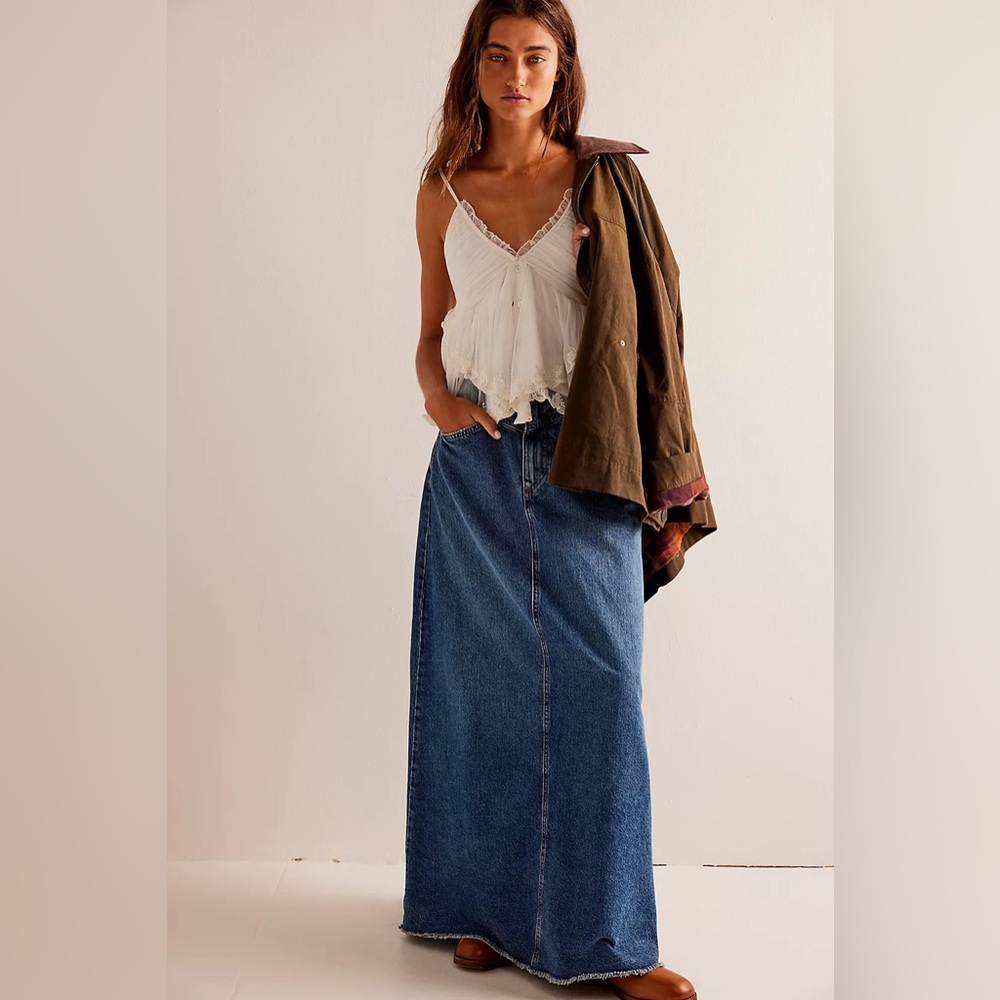 We The Free Come As You Are Denim Maxi Skirt